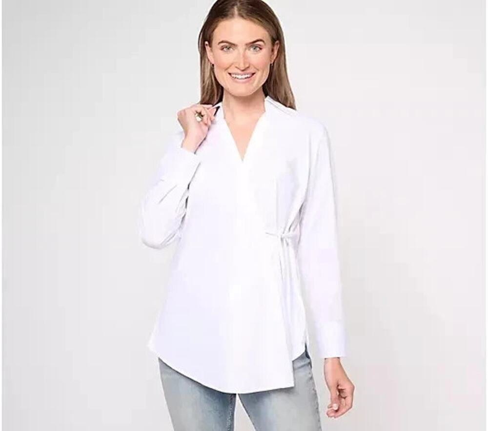 Studio Parks x Leah Williams Wrap Shirt Womens Small S White Office Collared